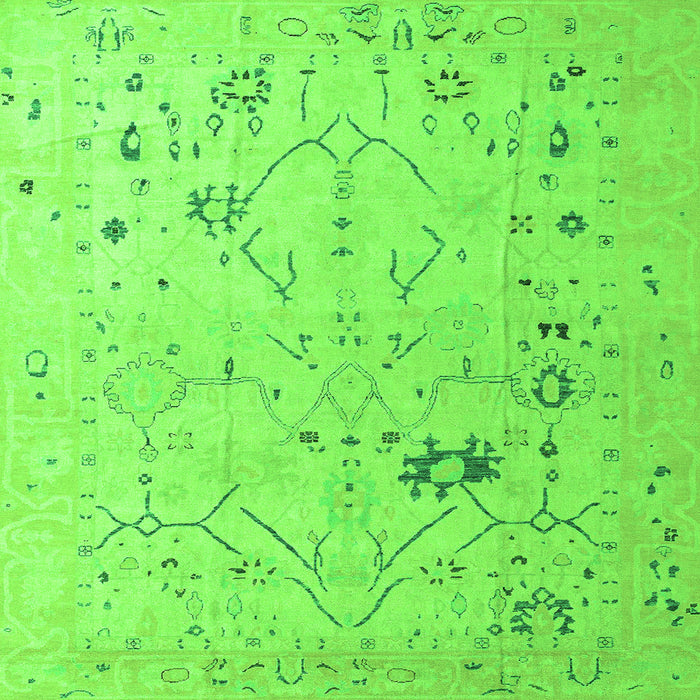 Square Machine Washable Oriental Green Traditional Area Rugs, wshabs4604grn