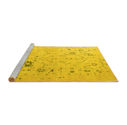 Sideview of Machine Washable Oriental Yellow Traditional Rug, wshabs4604yw