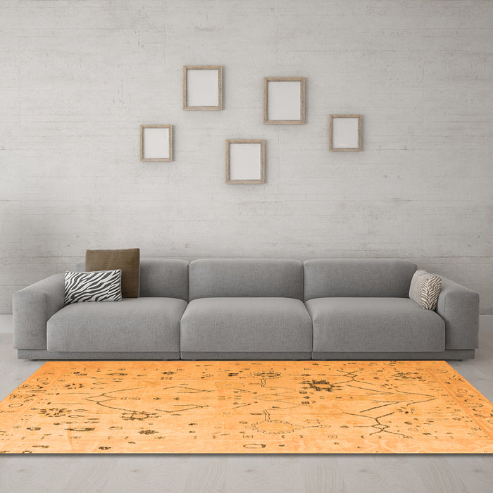 Machine Washable Oriental Orange Traditional Area Rugs in a Living Room, wshabs4604org