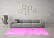 Machine Washable Oriental Pink Traditional Rug in a Living Room, wshabs4604pnk