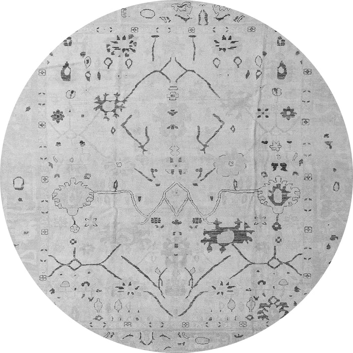 Round Machine Washable Oriental Gray Traditional Rug, wshabs4604gry