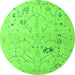 Round Machine Washable Oriental Green Traditional Area Rugs, wshabs4604grn