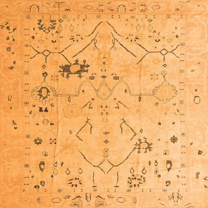 Square Machine Washable Oriental Orange Traditional Area Rugs, wshabs4604org