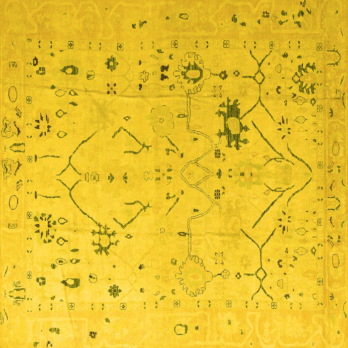 Square Oriental Yellow Traditional Rug, abs4604yw