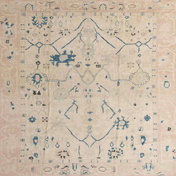 Square Abstract Pastel Orange Oriental Rug, abs4604