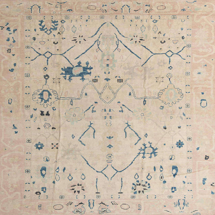 Square Abstract Pastel Orange Oriental Rug, abs4604