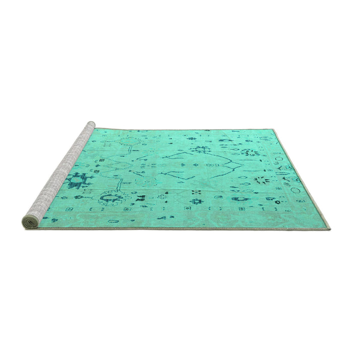 Sideview of Machine Washable Oriental Turquoise Traditional Area Rugs, wshabs4604turq