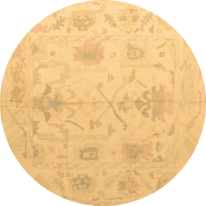 Round Oriental Brown Traditional Rug, abs4605brn