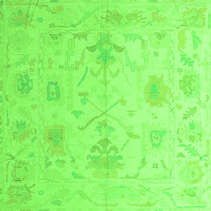 Square Oriental Green Traditional Rug, abs4605grn