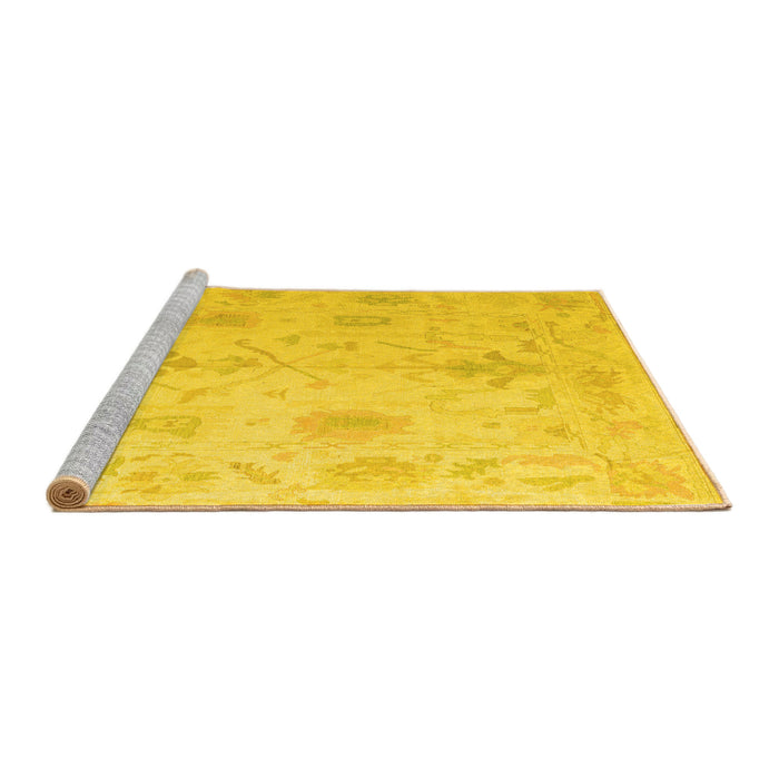 Sideview of Machine Washable Oriental Yellow Traditional Rug, wshabs4605yw