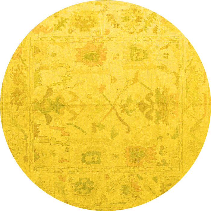 Round Oriental Yellow Traditional Rug, abs4605yw