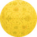 Round Oriental Yellow Traditional Rug, abs4605yw