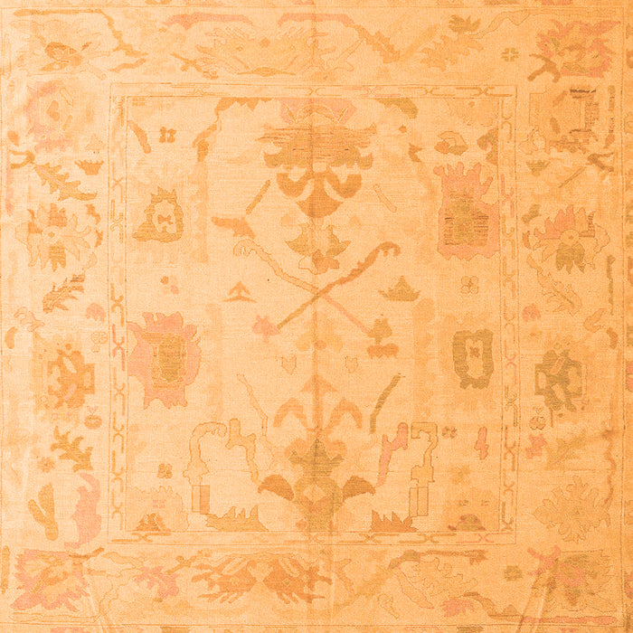 Square Machine Washable Oriental Orange Traditional Area Rugs, wshabs4605org