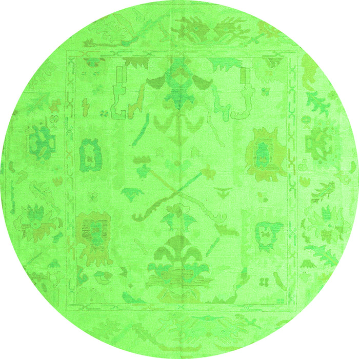 Round Oriental Green Traditional Rug, abs4605grn