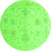 Round Oriental Green Traditional Rug, abs4605grn