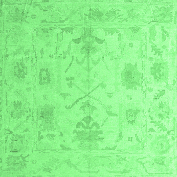 Square Machine Washable Oriental Emerald Green Traditional Area Rugs, wshabs4605emgrn