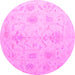 Round Oriental Pink Traditional Rug, abs4605pnk