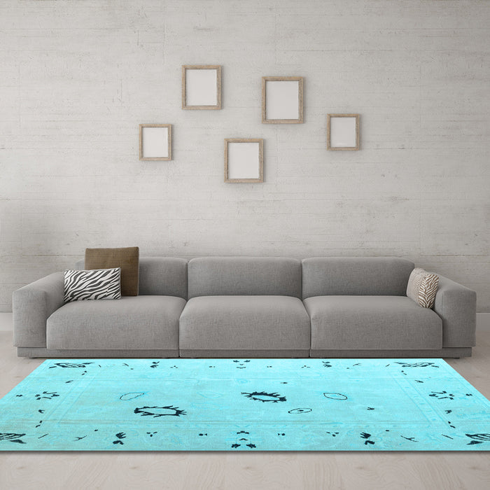 Machine Washable Solid Light Blue Modern Rug in a Living Room, wshabs4606lblu