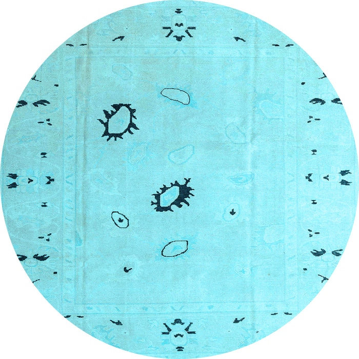 Round Machine Washable Solid Light Blue Modern Rug, wshabs4606lblu