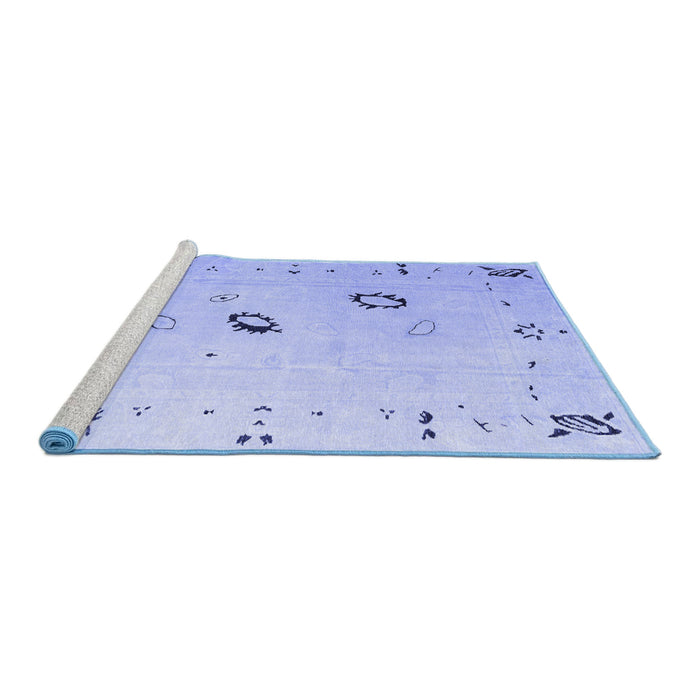 Sideview of Machine Washable Solid Blue Modern Rug, wshabs4606blu