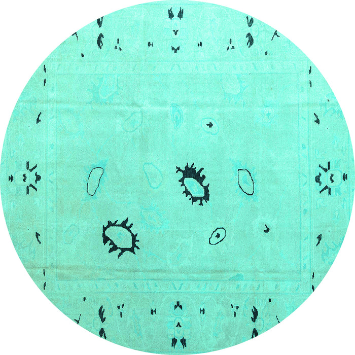 Round Solid Turquoise Modern Rug, abs4606turq
