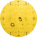 Round Solid Yellow Modern Rug, abs4606yw