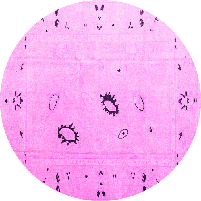Round Machine Washable Solid Pink Modern Rug, wshabs4606pnk