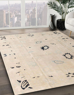 Abstract Tan Brown Solid Rug in Family Room, abs4606