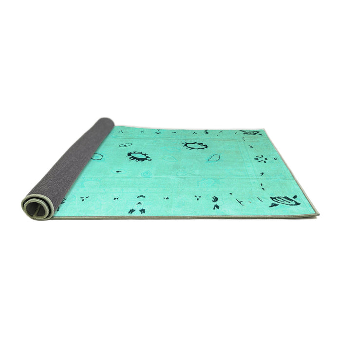 Sideview of Solid Turquoise Modern Rug, abs4606turq