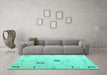 Machine Washable Solid Turquoise Modern Area Rugs in a Living Room,, wshabs4606turq