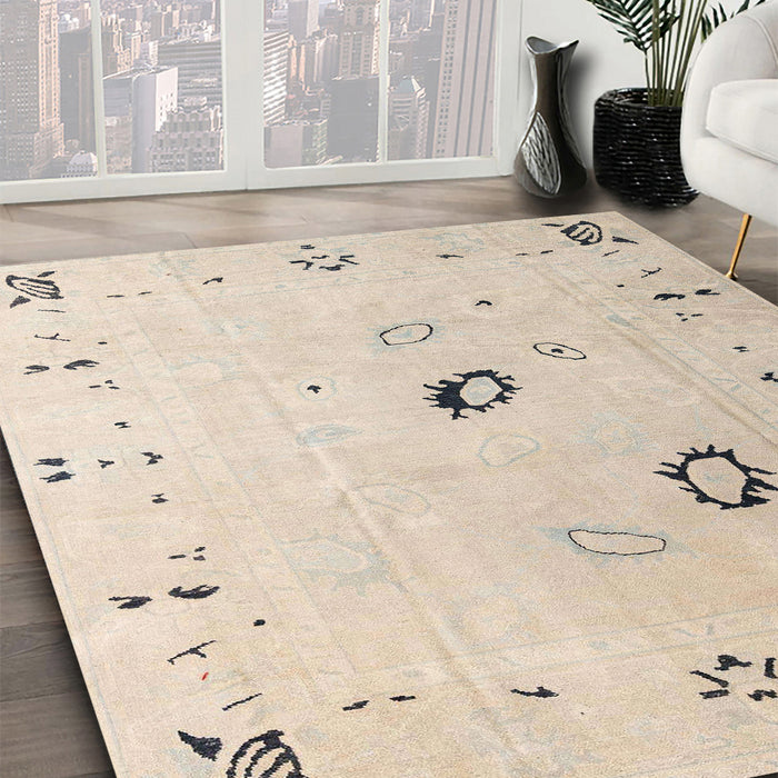 Abstract Tan Brown Solid Rug in Family Room, abs4606