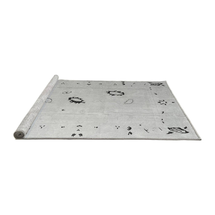 Sideview of Machine Washable Solid Gray Modern Rug, wshabs4606gry