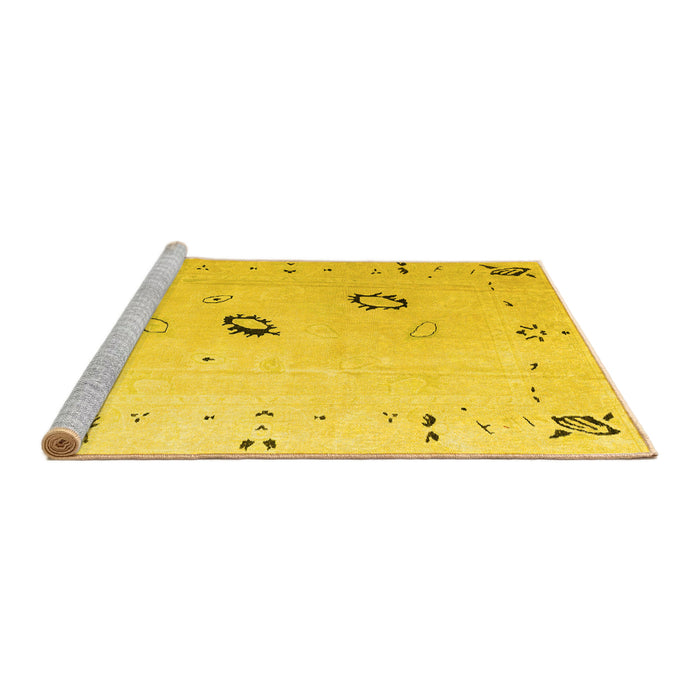 Sideview of Machine Washable Solid Yellow Modern Rug, wshabs4606yw