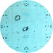 Round Solid Light Blue Modern Rug, abs4606lblu