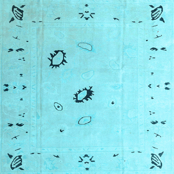 Square Machine Washable Solid Light Blue Modern Rug, wshabs4606lblu