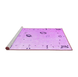 Sideview of Machine Washable Solid Purple Modern Area Rugs, wshabs4606pur