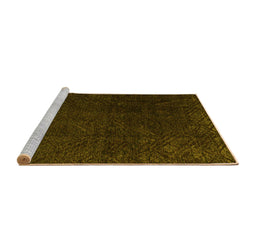 Sideview of Machine Washable Abstract Yellow Modern Rug, wshabs4607yw