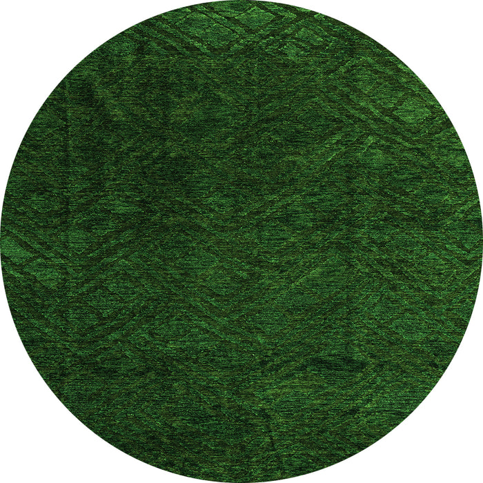 Round Machine Washable Abstract Green Modern Area Rugs, wshabs4607grn