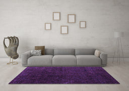 Machine Washable Abstract Purple Modern Area Rugs in a Living Room, wshabs4607pur