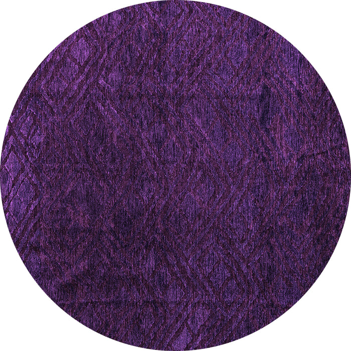 Round Machine Washable Abstract Purple Modern Area Rugs, wshabs4607pur