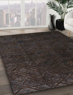 Abstract Gray Modern Rug in Family Room, abs4607