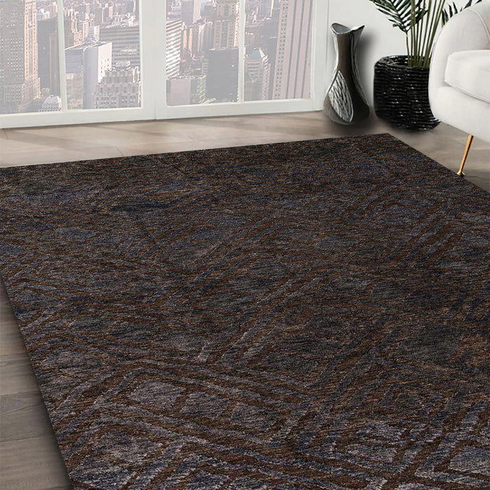 Abstract Gray Modern Rug in Family Room, abs4607
