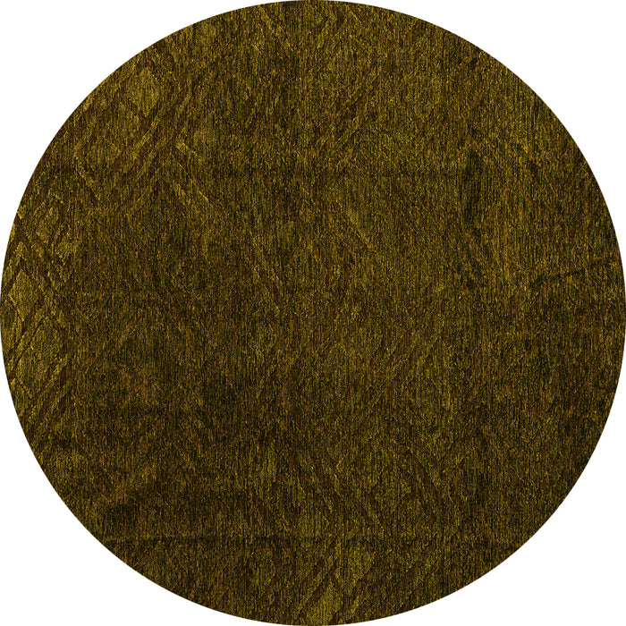 Round Machine Washable Abstract Yellow Modern Rug, wshabs4607yw