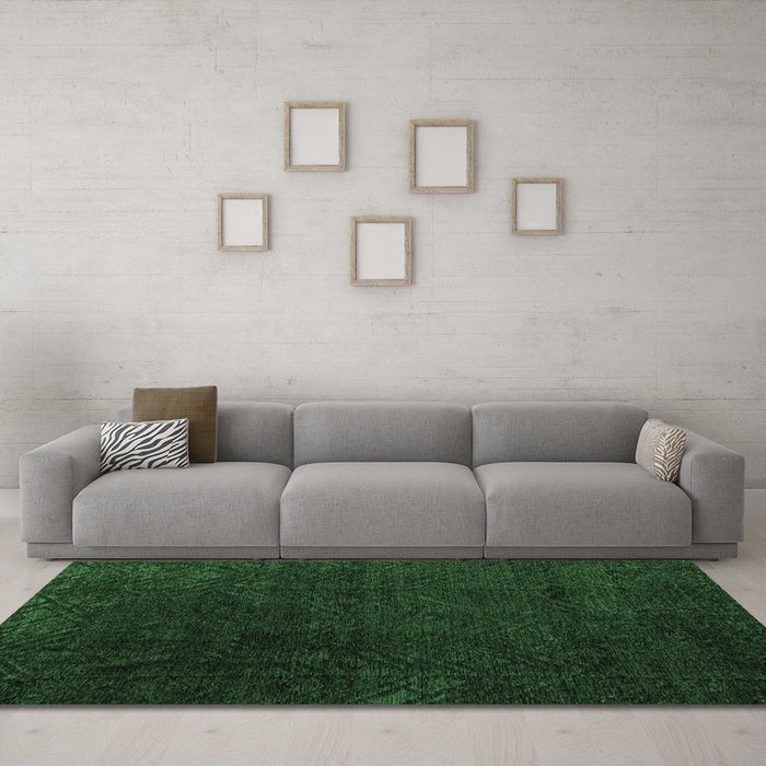 Machine Washable Abstract Emerald Green Modern Area Rugs in a Living Room,, wshabs4607emgrn