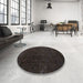 Round Abstract Gray Modern Rug in a Office, abs4607