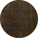 Round Abstract Brown Modern Rug, abs4607brn