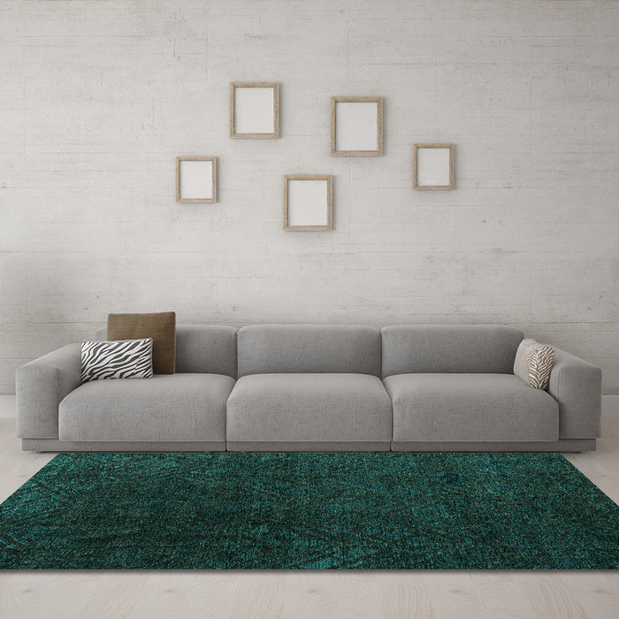 Machine Washable Abstract Turquoise Modern Area Rugs in a Living Room,, wshabs4607turq
