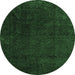 Round Abstract Emerald Green Modern Rug, abs4607emgrn