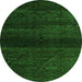 Round Machine Washable Abstract Green Modern Area Rugs, wshabs4608grn