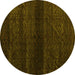 Round Abstract Yellow Modern Rug, abs4608yw